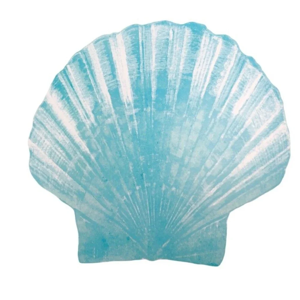 Scallop Shell Placemats Set of 4 Blue Vinyl Foam Back Summer Beach Nautical